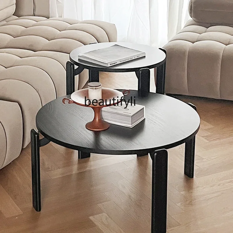 

Coffee Table Living Room Home Minimalist Solid Wood Side Table Combination Modern Retro round Tea Table