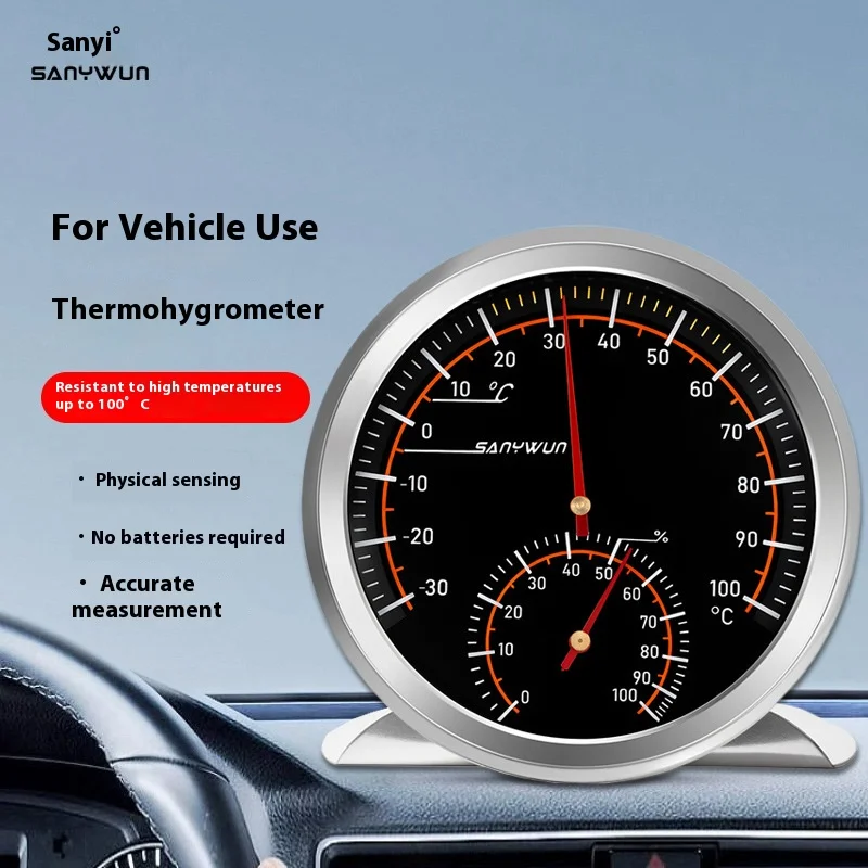 Car Dashboard Panel Stick-on 2 in 1 Thermometer&hygrometer Air Kit Mini Vehicle Vent Temperature Meter Accessories