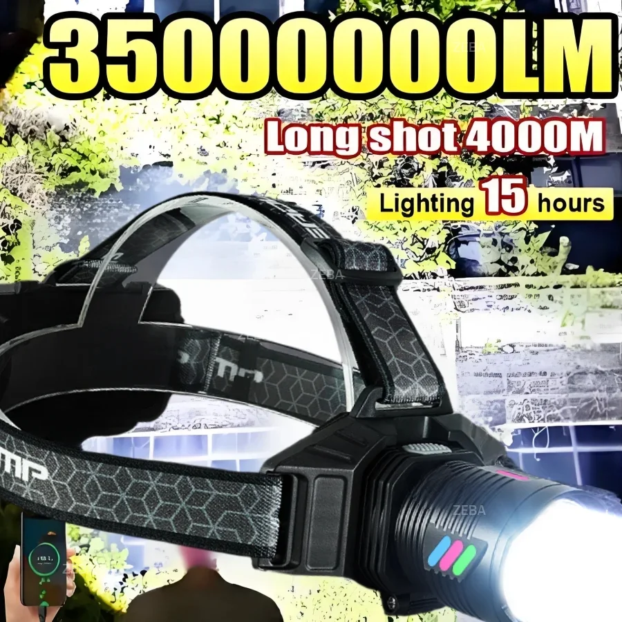 

Мощный налобный фонарь 2025 года, портативный, на 2*18650 аккумуляторах, USB-перезаряжаемый, сверхмощный, дальнобойный светодиодный налобный фонарь для рыбалки