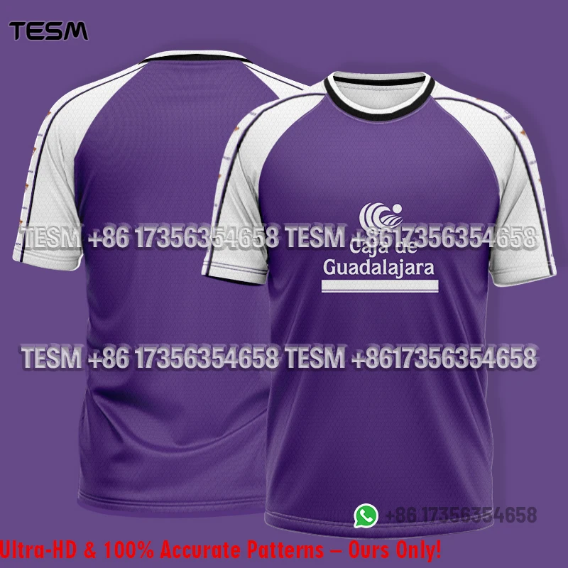 TESM Men Retro Guadalajara Style Soccer Jersey Purple White Raglan Breathable Football Shirts Vintage Fan Sports Trainin