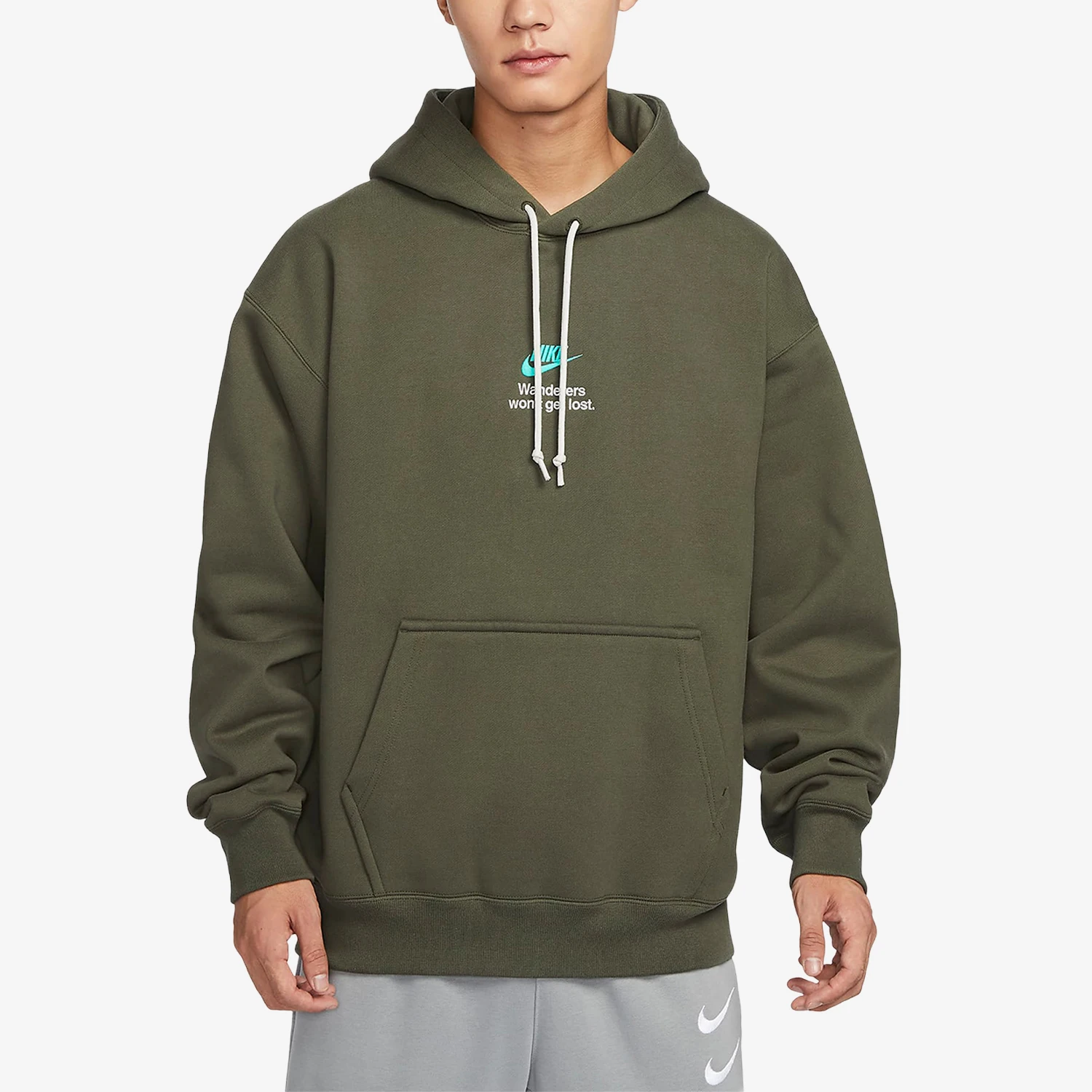 Nike genuine autumn and winter new men's velvet embroidered sports letter hoodie FV4024-325