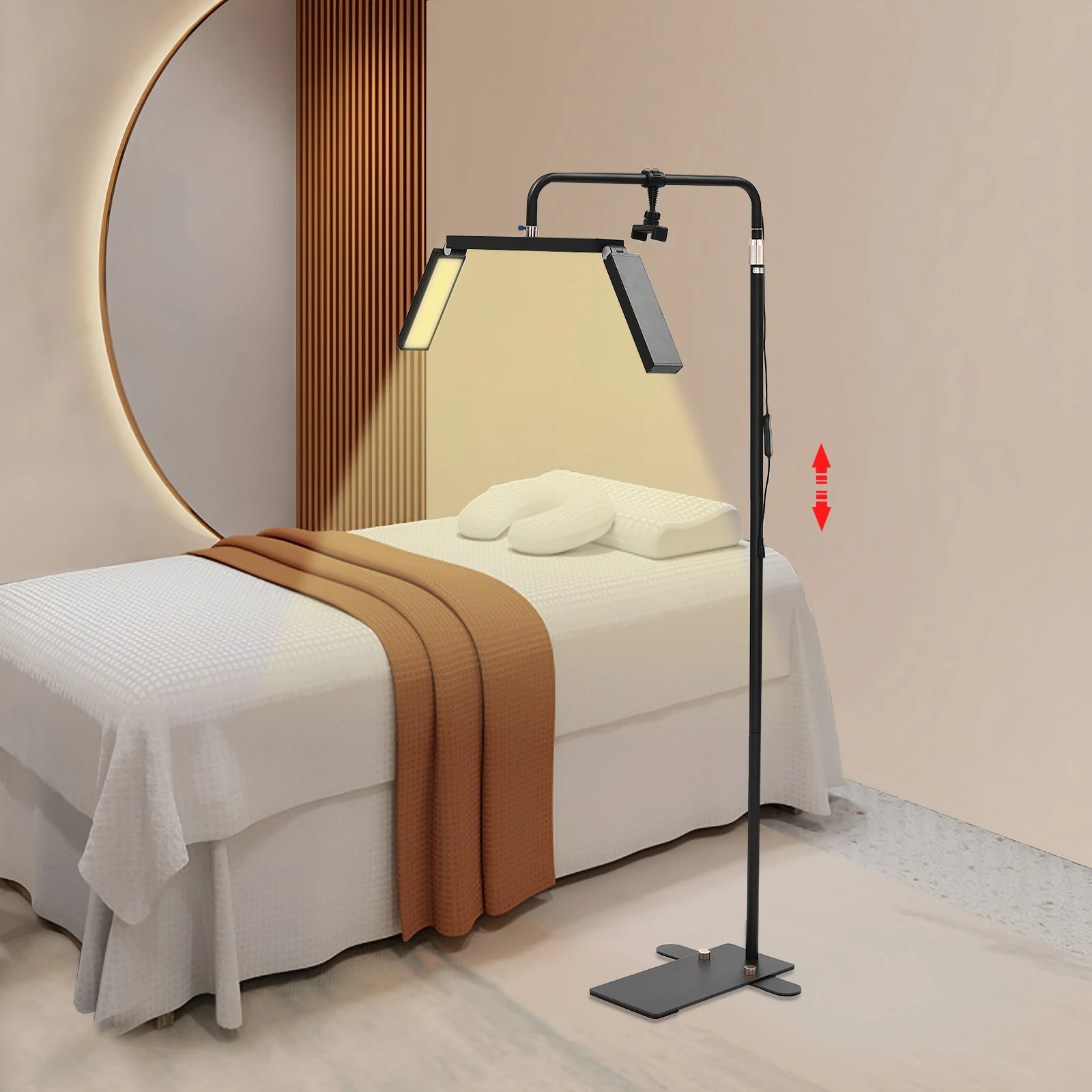 [Lash Light] Half Moon Lash Light - Aluminum Iron Build - for Eyelash Extensions Salon SPA - Adjustable Light Phone Holder