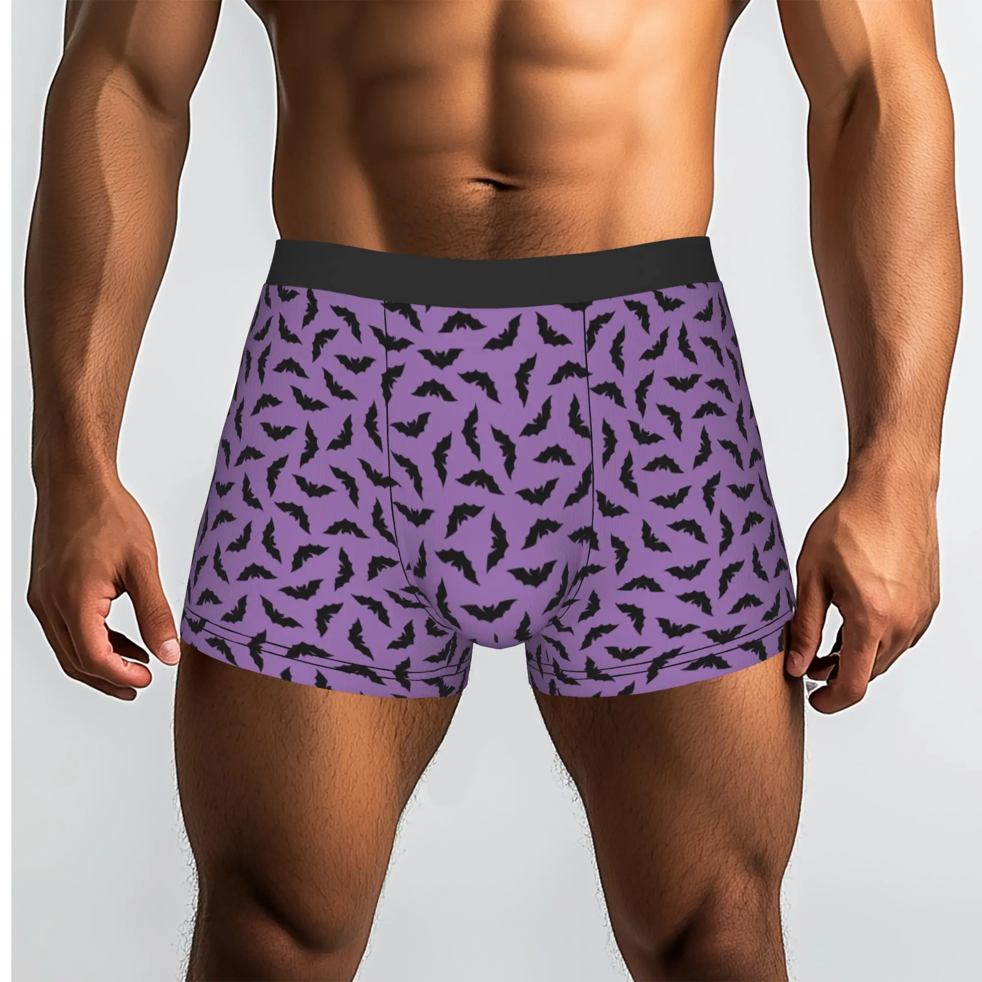 Custom Halloween Bats on Purple Premium Pattern Boxer Shorts For Homme 3D Print  Underwear Panties Briefs Stretch Underpants