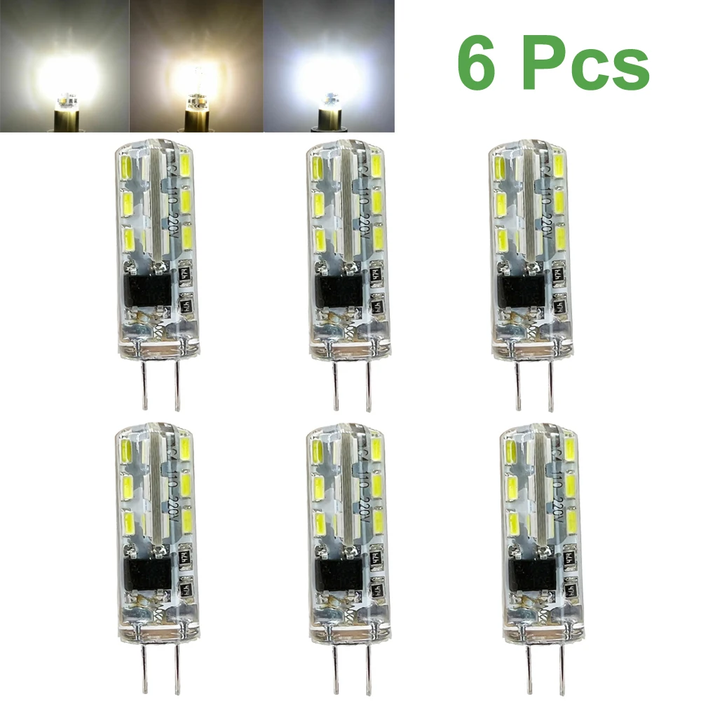 6 Pcs 2W G4 Led Bulb AC/DC12V 220V 3014SMD Mini Silicone Lamp 360 Beam Angle Energy Saving Replace Halogen Light Spotlight