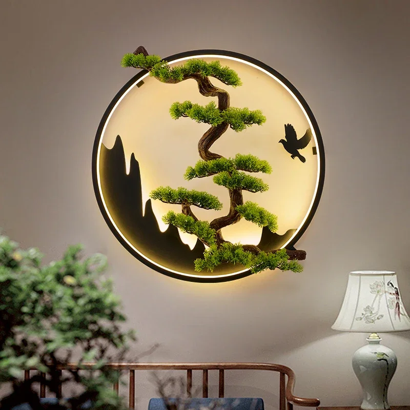 

DORIAN Modern LED Wall Picture Light Inside Creative Chinese Pine Landscape Mural Sconces Lamp for Home Living Bedroom Study