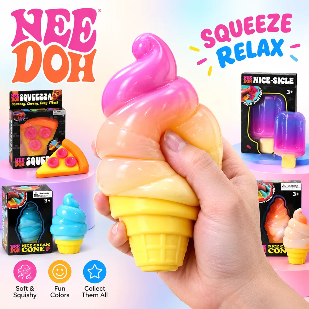 Squishy Fidget Sensory Toy Anti Anxiety Relief Squeeze Toy Schylling Needoh Nice Sicle Pizza Peace Cake Cream Cone Gift for ADHD