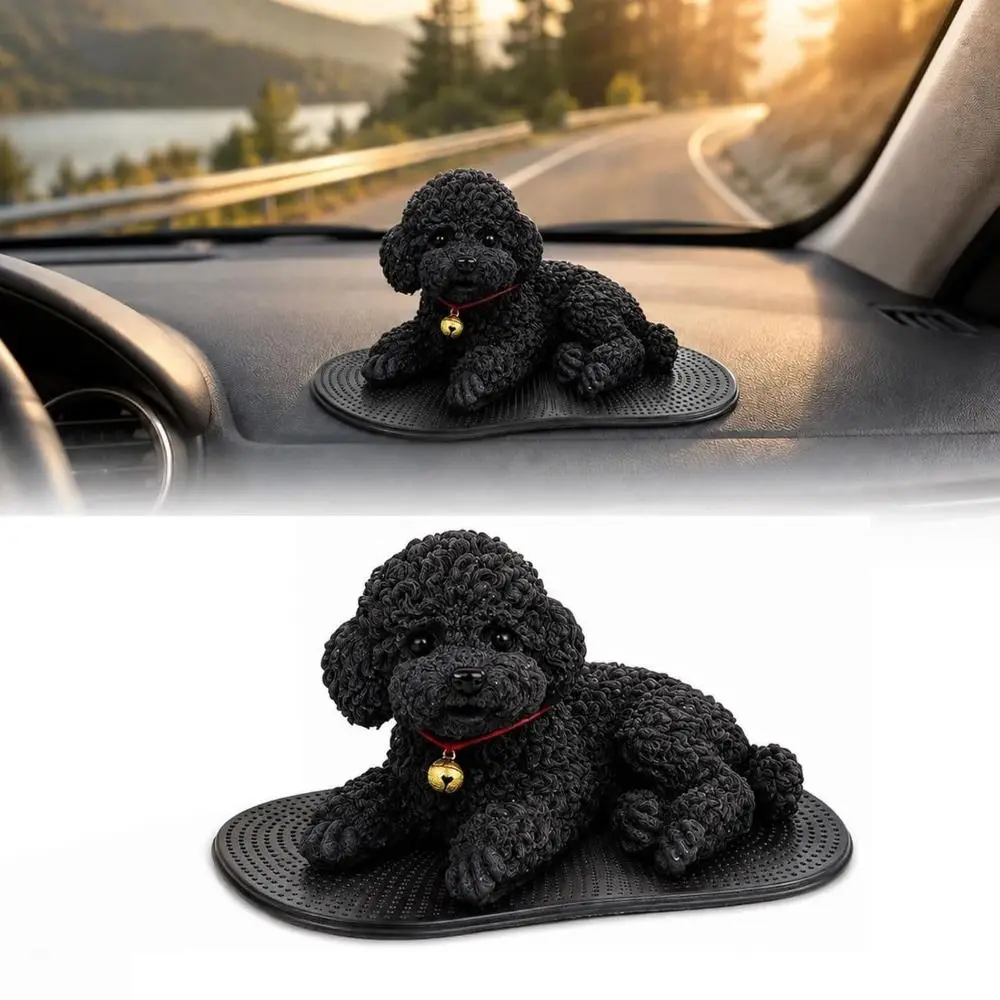 Silicone Car Dog Dashboard Decoration Dog with Anti Slip Pad Center Console Automobile Decoration Simulation Gadget Cute