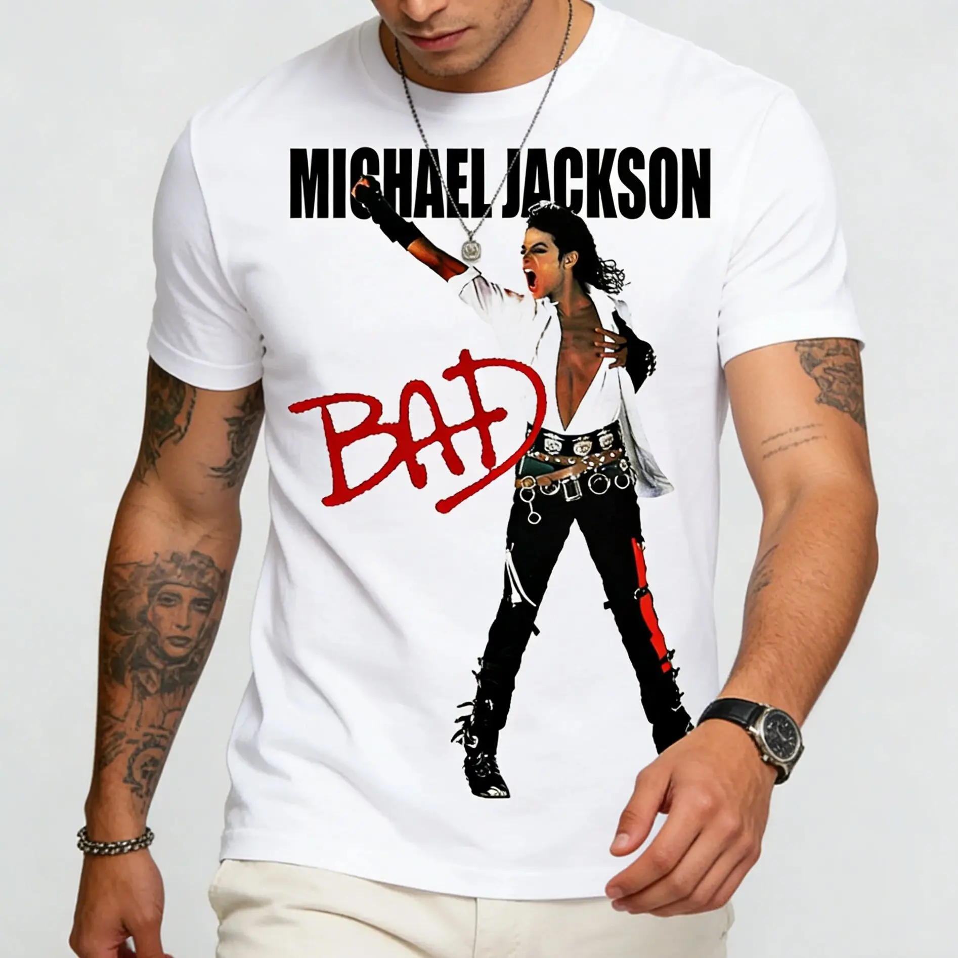 Michael Jackson Bad Tour 1988 Oversized  Summer Men'S Clothes   Streetwear Top Tee Children Adults Parent Child Cotton TShirt