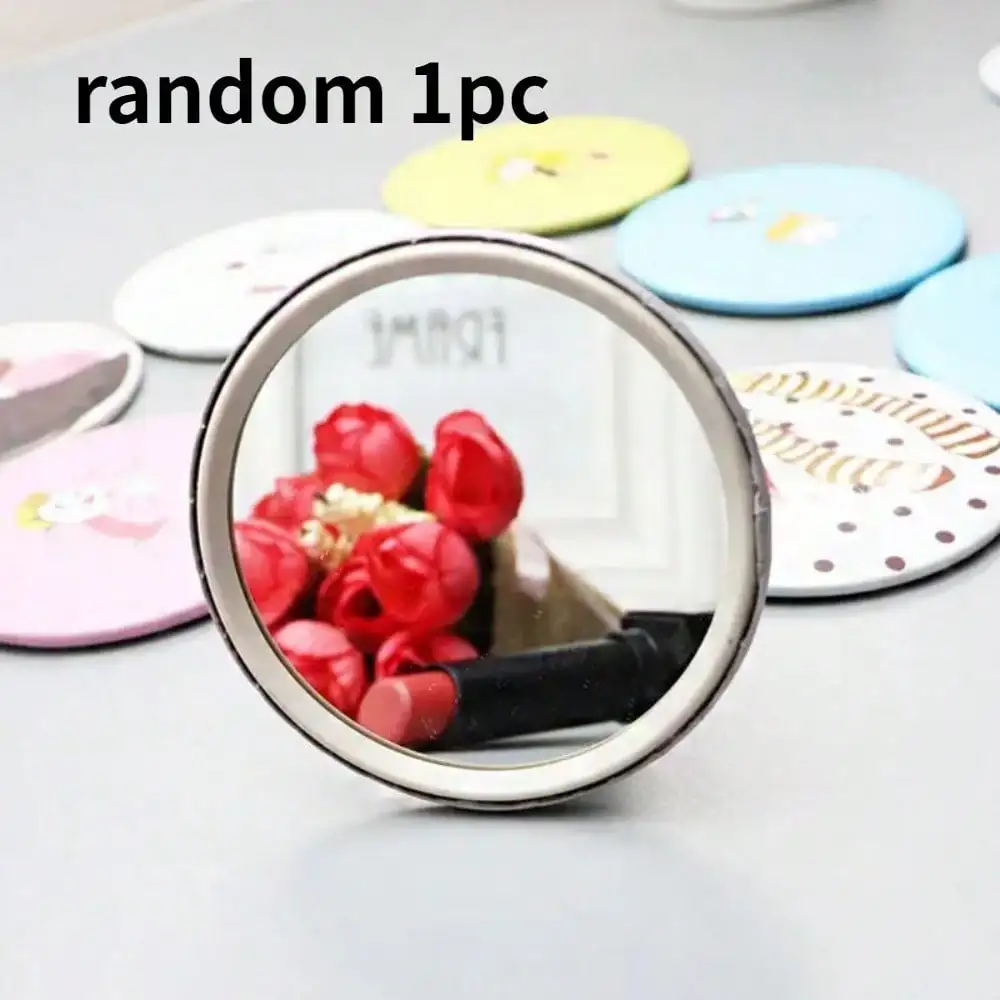 Mini Circular Cartoon Hand Mirror Portable Pocket Makeup Mirror Cute Universal Decor