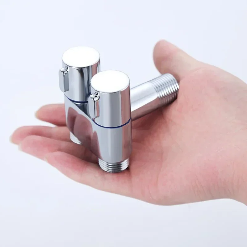 G1/2 Zinc Alloy Three-way Filling Angle Valve Wall Mount One Into Two Out Water Cleaning Sprayer for Bathroom Toilet Accessories