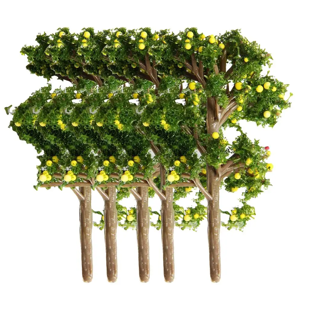 5PCS Plastic Miniature Model Fruit Trees Building Trains Wargame Height 70mm