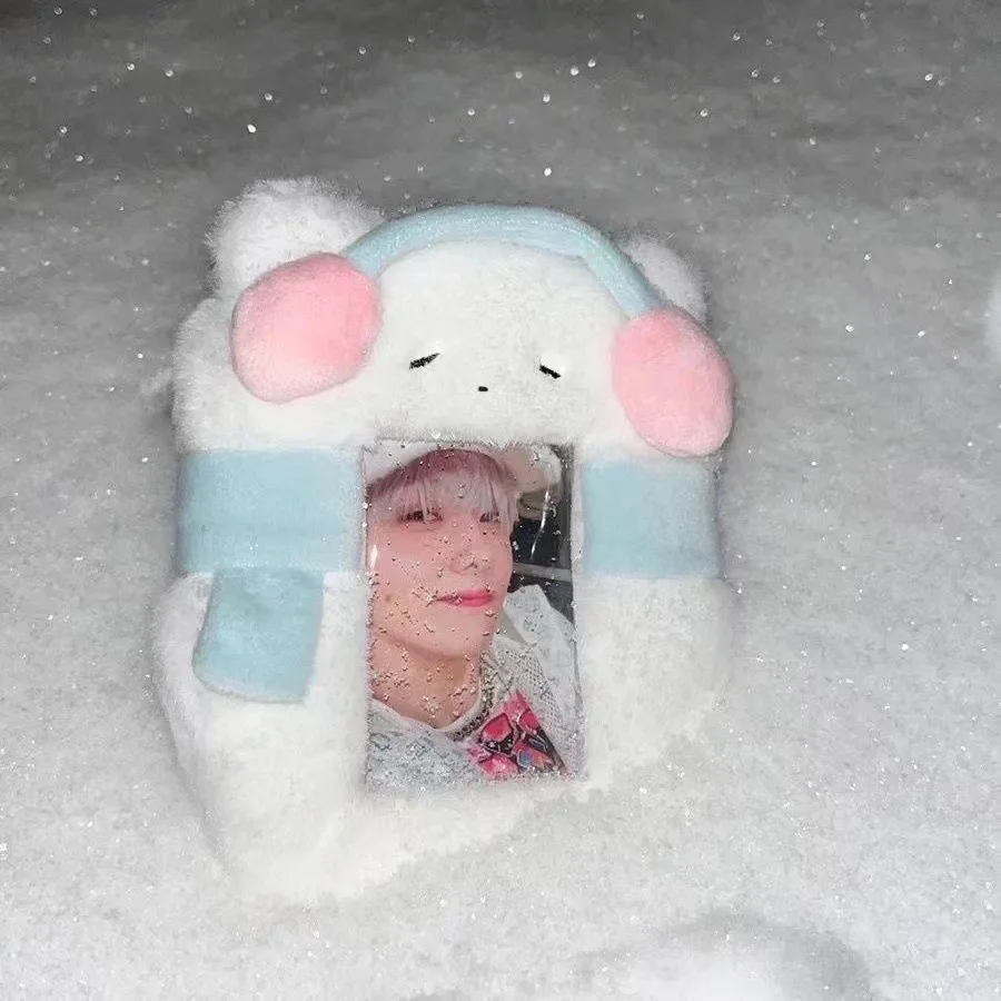 Cartoon Cute Plush Photocard Case Cartoon Bag Keychain Fox Photocard Case Student Card Holder Idol Photos Protective Cover