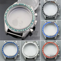 New 40mm VK63 Titanium Watch Case Blue Green Black Silver Red Insert With Coated Glass For VK63 Quartz Chronograph Movement Part