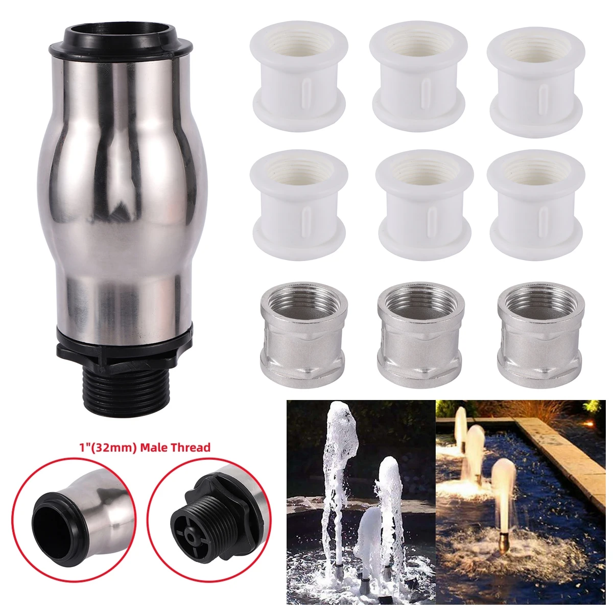 

1 "DN25 насадка для фонтана из пены для шампанского, пузырьковый пейзаж, пруд, распылительная головка, садовый парк, отель, водные украшения и разъемы 1 дюйм