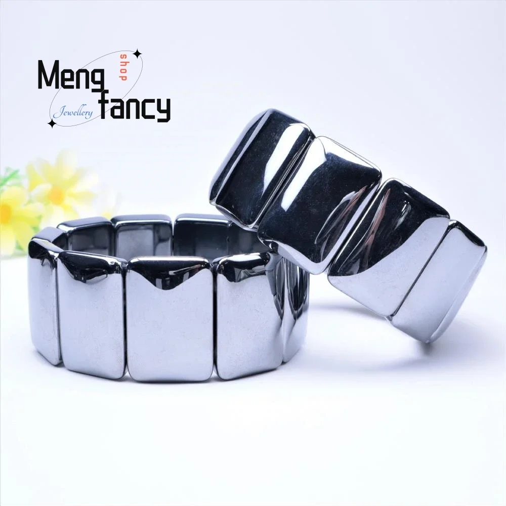 Fashion Natural Terahertz Hand Row Polycrystalline Silicon Energy Stone Bracelet Exquisite High-grade Luxury Quality Jewelry