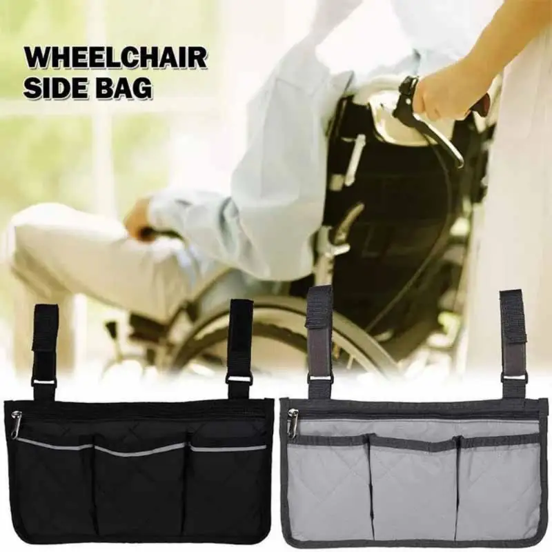 5 Colors Wheelchair Side Organizer Bag Multi Pockets Armrest Storage With Zipper