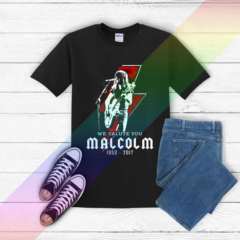 

2024 Men T Shirt Casual Malcolm Young Music Enthusiast T-shirt Graphic Summer Short Sleeves 100% Cotton S-3XL Cool Tee