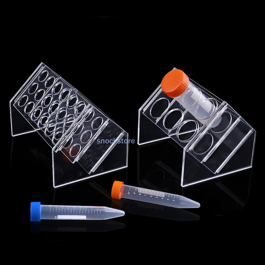 Slant Rack Acrylic Test Tube Holder 6Wells 8wells18 Wells 25wells for 10ml/15ml/50ml Centrifuge Tubes Clear test tube rack view 2