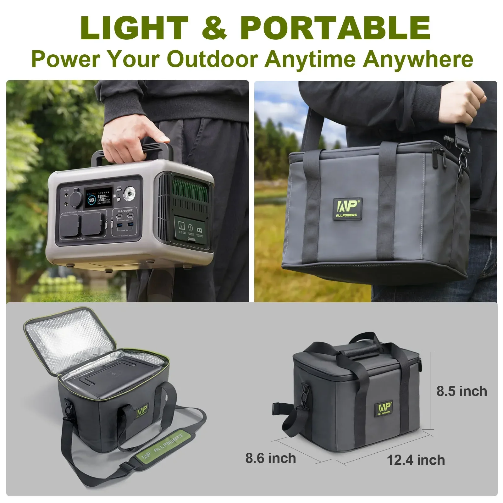 Portable Power Station R600, 299Wh LiFeP04 Battery with 2x 600W (1200W Surge) AC Outlets for Outdoor Camping RV Home