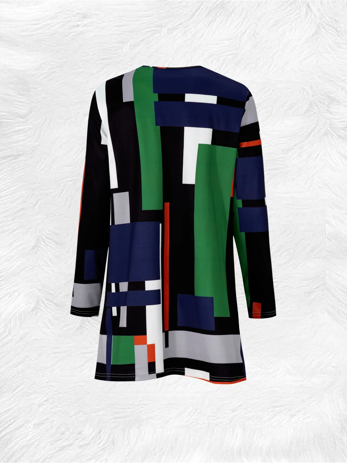 Printed Design Casual contrasting color geometric patchwork pattern women's jacket