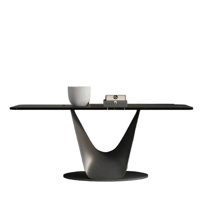 

Entry rock slab entrance cabinet, high-end entrance table, light luxury simple modern living room end view table