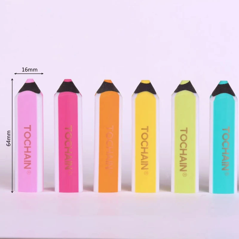 New 3pcs student school supplies round head pencil shape wipe less crumb eraser kawaii cute stationery cool prizes