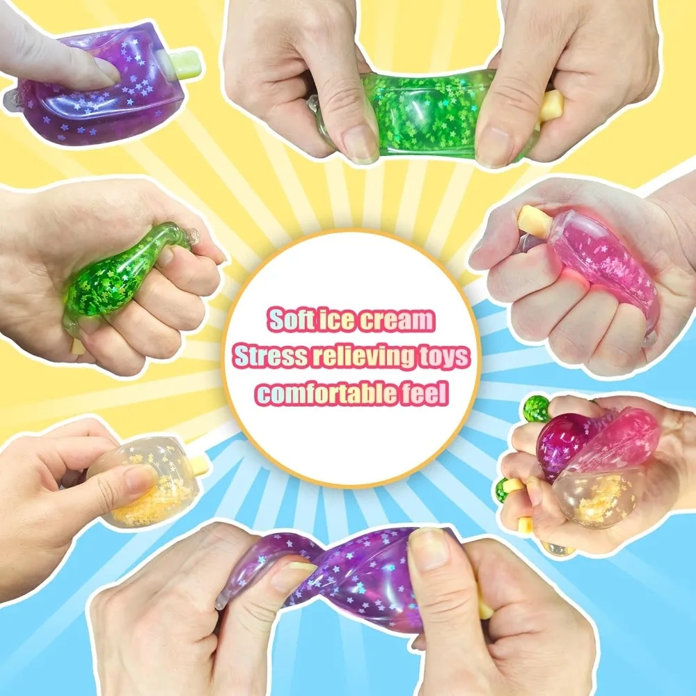 Lindo cubo de helado de juguete blando Kawaii, juguetes sensoriales para aliviar el estrés para la ansiedad, TDAH, niños y adultos, regalo de decoración de escritorio de TPR suave