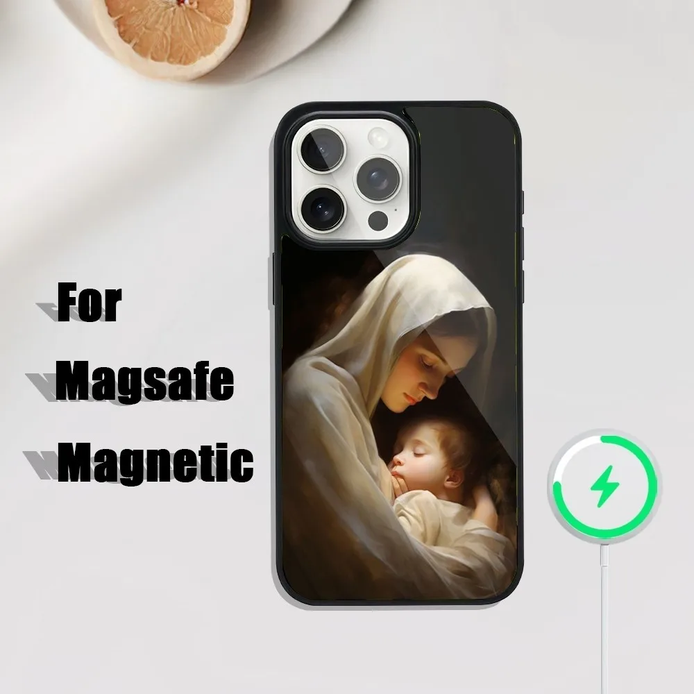 Virgen St.Mary Celestial Mother Phone Case For iPhone 16,15,14,13,12,11,Plus,Pro,Max Mini Magsafe Magnetic Wireless Charging