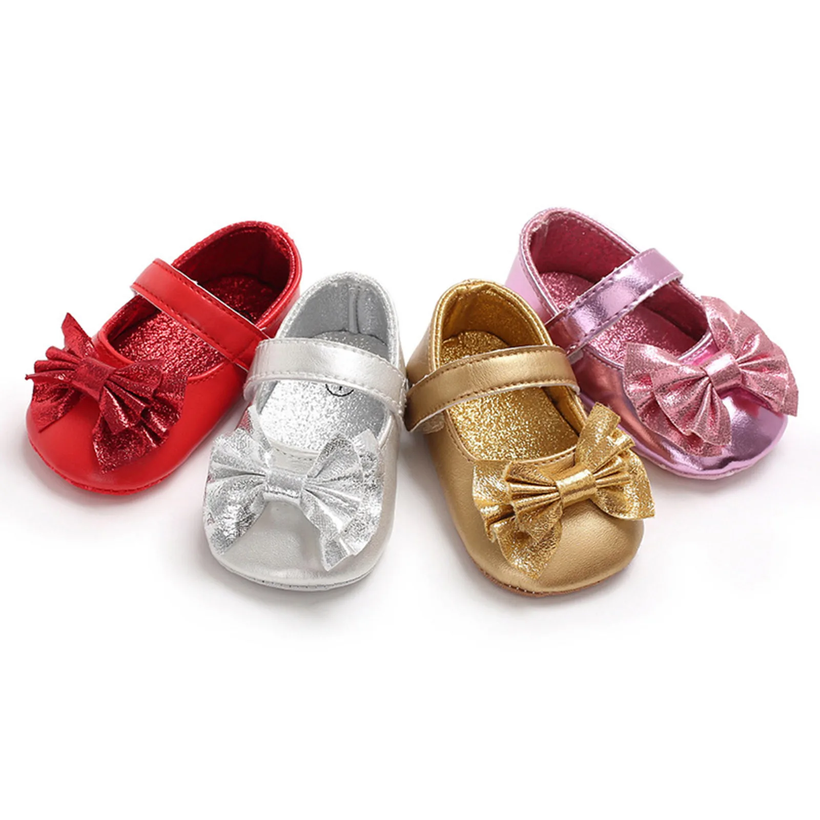 0-18M Newborn Baby Girls Princess Shoes Cute Bow Soft Soled Crib Shoes Casual Infant Walking Shoes