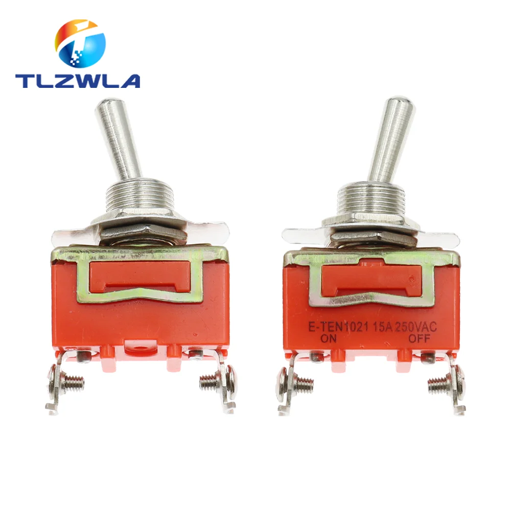 1PCS ON-OFF 15A 250V Toggle Switch 2 Pin Toggle Flick Switch Light Metal SPST E-TEN1021