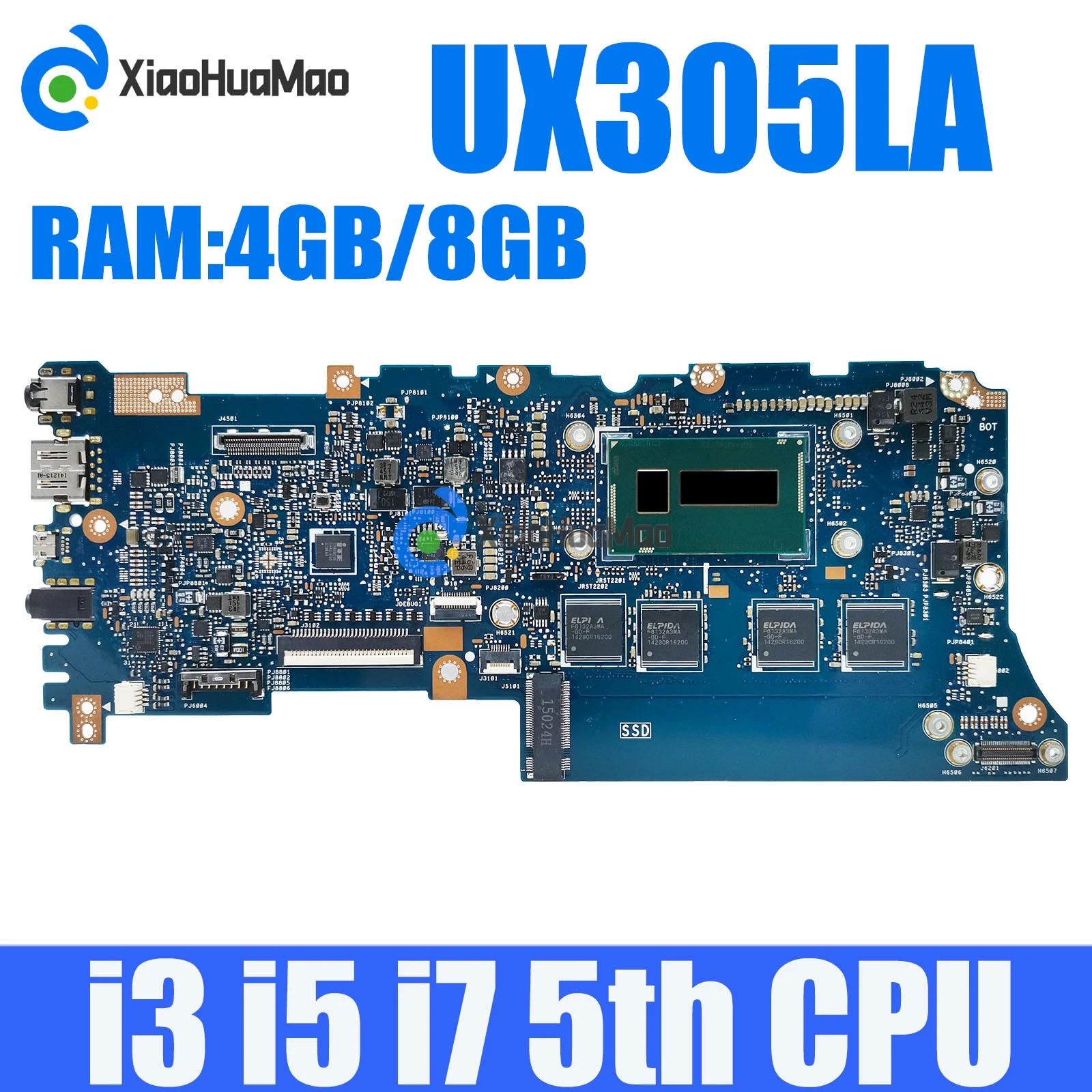 

UX305LA With i3 i5 i7-5th Gen CPU 4GB/8GB-RAM Notebook Mainboard For Asus Zenbook UX305 UX305L U305L U305LA Laptop Motherboard