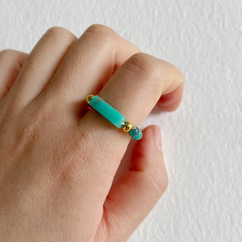 Bohemian Handmade Natural Stone Ring Healing Freshwater Pearl Rings Women Stretch Rope Wedding Ring Adjustable Jewelry Gift Bulk