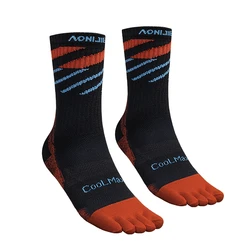 AONIJIE  Long Tube Toe Socks Warm and Breathable Five-finger Running Socks Mountaineering Camping Hiking E4846