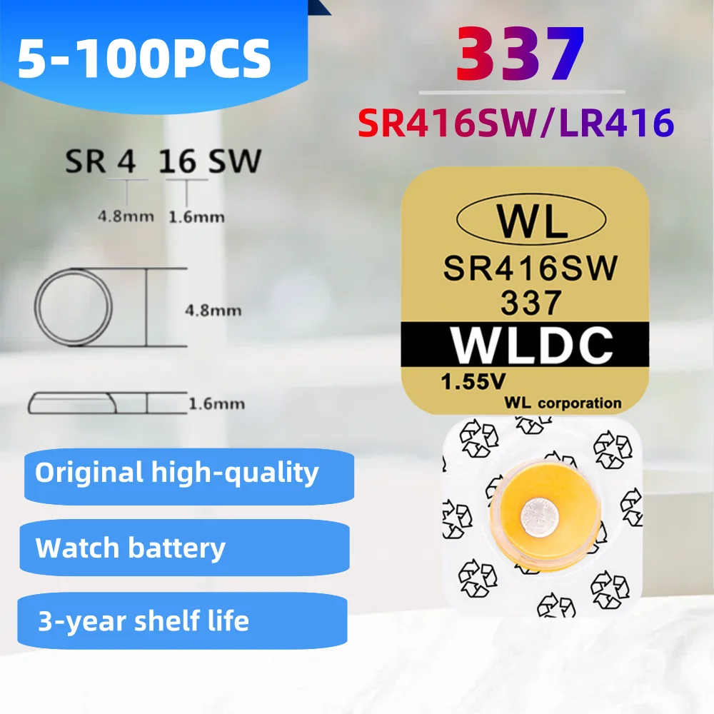 الأصلي 2-50 قطعة 337 بطارية sr416sw بطاريات خلية زر 1.55 فولت بطارية تعبئة فردية لساعة سماعة أذن لاسلكية صغيرة #1