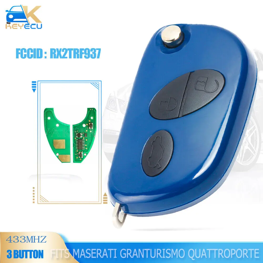 

KEYECU Flip Keyless Remote ASK 433MHz ID48 Chip Замена Fob для Maserati GranTurismo Quattroporte 2005-2011 FCCID: RX2TRF937