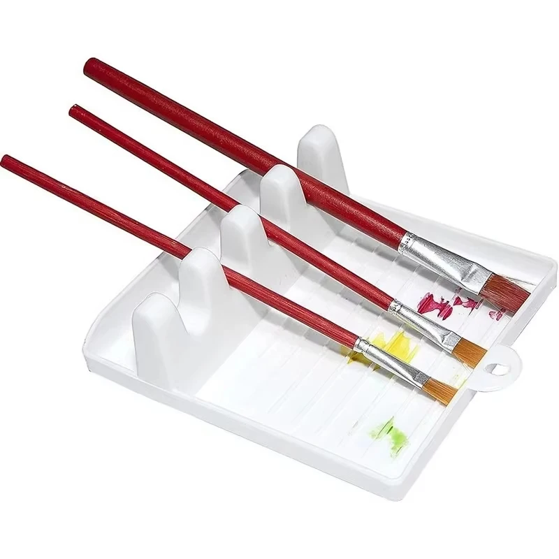 Paint Brush Pad Drip Tray Pad For Watercolor Oil Acrylic White Plastic 4 Slots Stand Organizer Drip Tray Pad Drip Tray Stand Pad