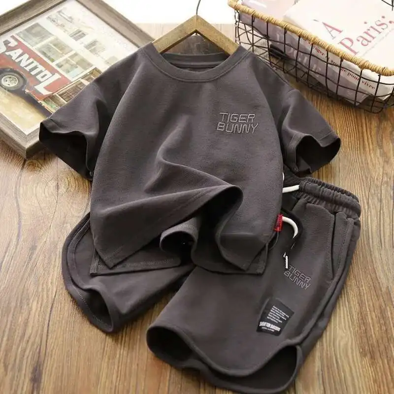

Summer Teenage Boy Clothes Set Children Girls Letter Tshirt and Shorts 2pcs Suit Kid Short Sleeve Top Bottom Outfits Tracksuit