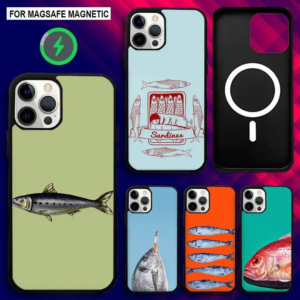 

S-Sardines Phone Case For iPhone 17,16,15,14,13,12,11,Pro,Max,Plus,Mini,SE4,E Magnetic Magsafe Wireless Charging