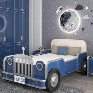 Modern Light Luxury Boy Single Bed Female Creative Cartoon Children's Room Combination Set Boy Solid Wood Car Bed Pine Wood