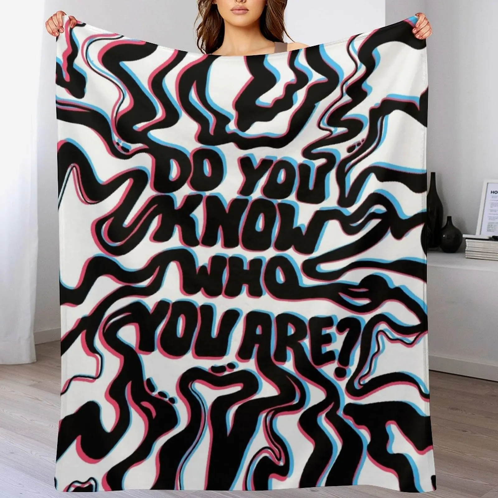 Do You Know Who You Are - Black & White 3D Throw Blanket Beach Personalized Gift Moving For Sofa Thin Blankets