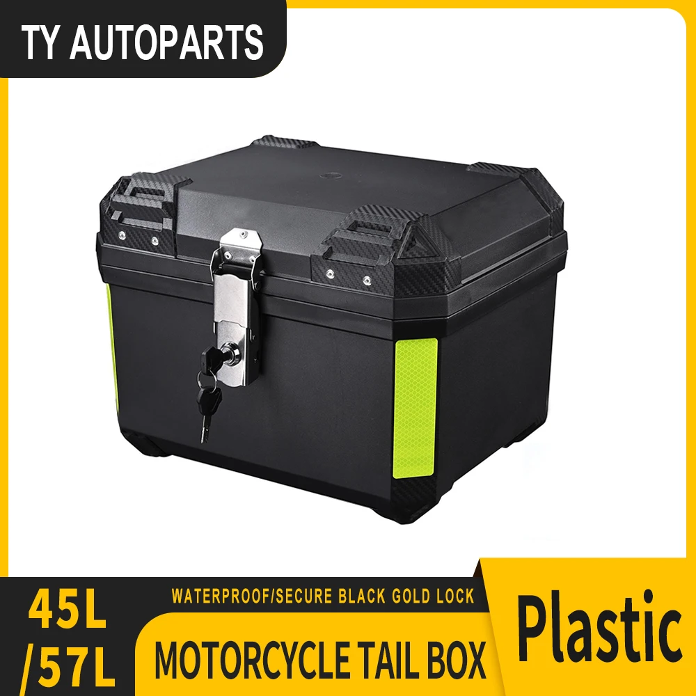 45L57L Motorcycle Trunk Helmet Box Universal Motorbike Top Case ABS Tail Box Rear Luggage Case Waterproof Toolbox With Safe Lock