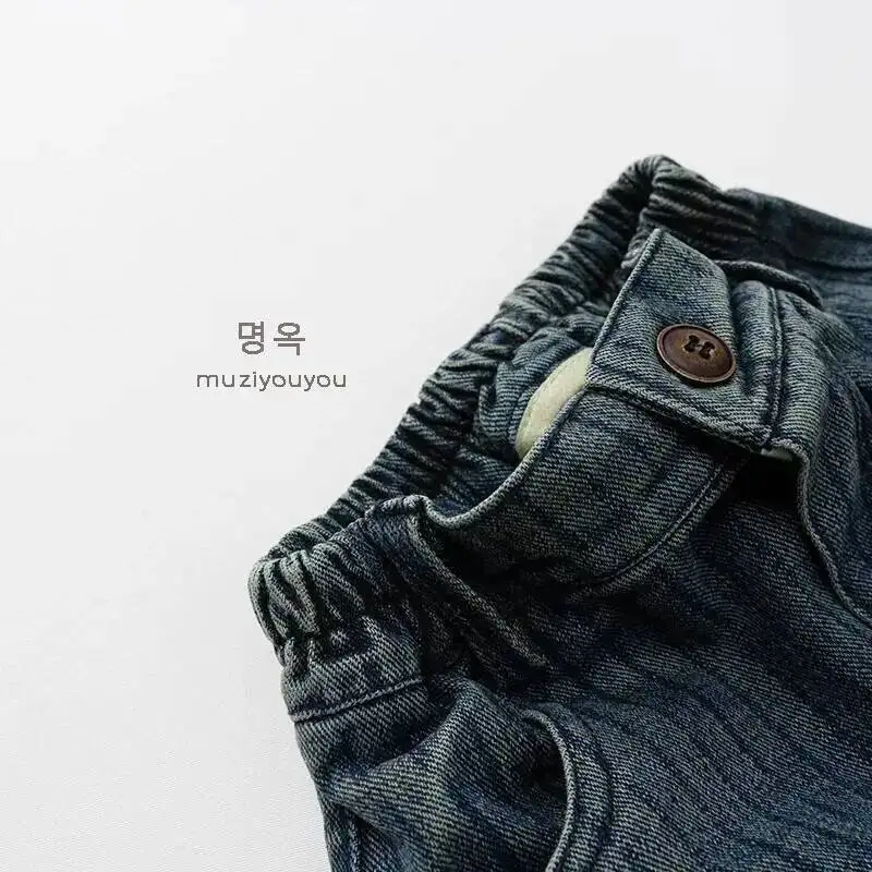Frühling Herbst Kinder Jeans 1-8 Jahre Jungen Mädchen Gestreifte Denim-Hosen Gerade Hosen Koreanische Kleinkinder-Bekleidung Unterteile für Kinderkleidung – Detail 6
