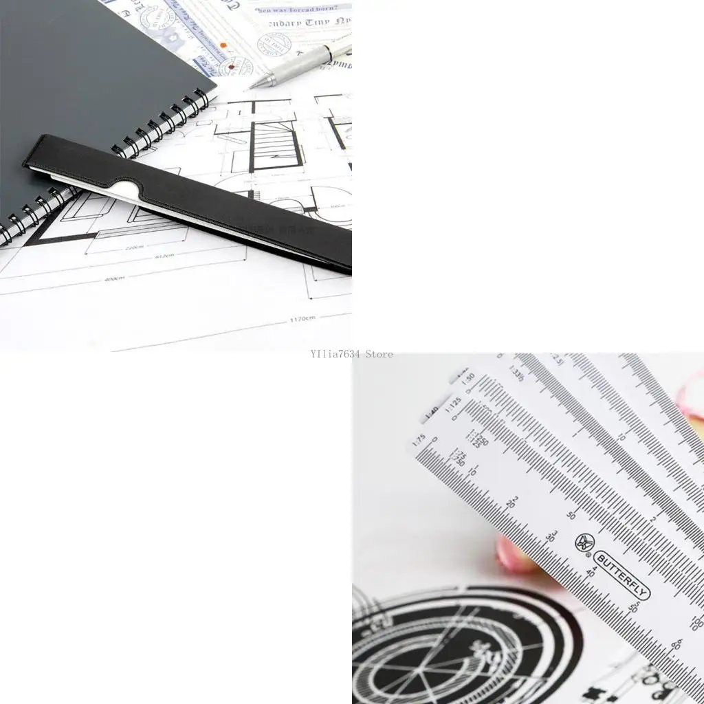 أداة قياس مترية على شكل مروحة مسطرة مستقيمة وواضحة للطلاب