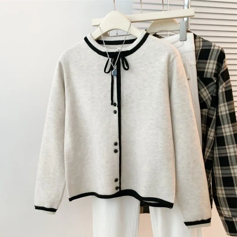 

Women Autumn Winter Fashion Loose Button Solid Color Knitting Women Clothing Office Lady O-neck Sweater Cardigan Long Sleeve Coa