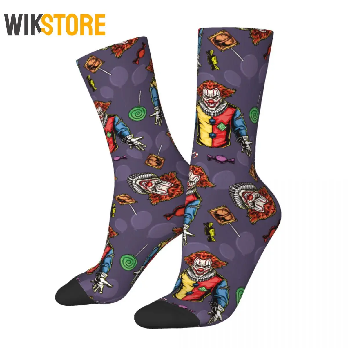 

Autumn Winter Hip-hop Women Men Male Crazy Clowns Candies Halloween Socks Non-slip Middle Tube Socks Breathable Cute Sock