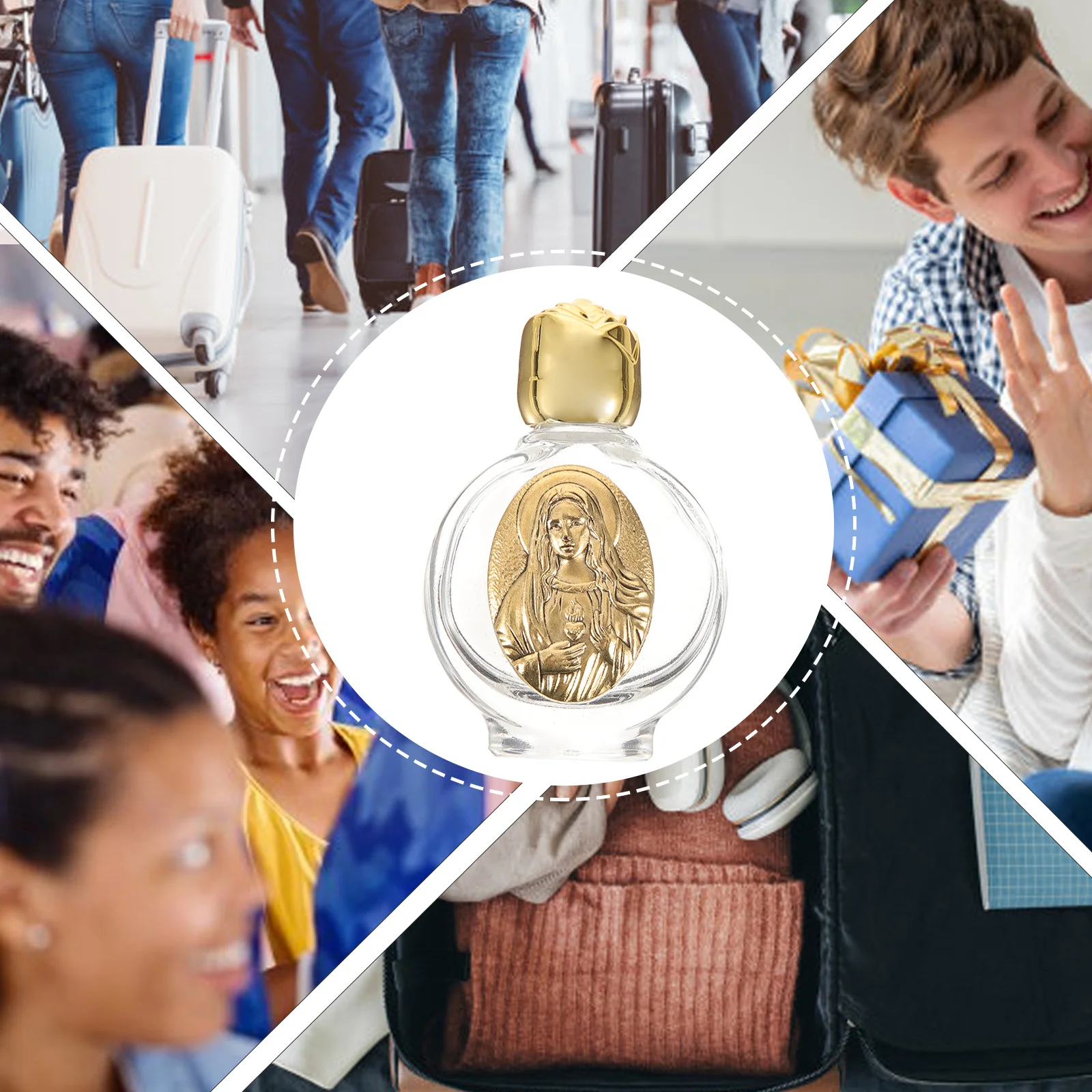 

2Pcs Holy Water Bottle Glass Portable Leak Proof Safety Lid Refillable Small Bottles Travel Church Supplies Holy Water Flask