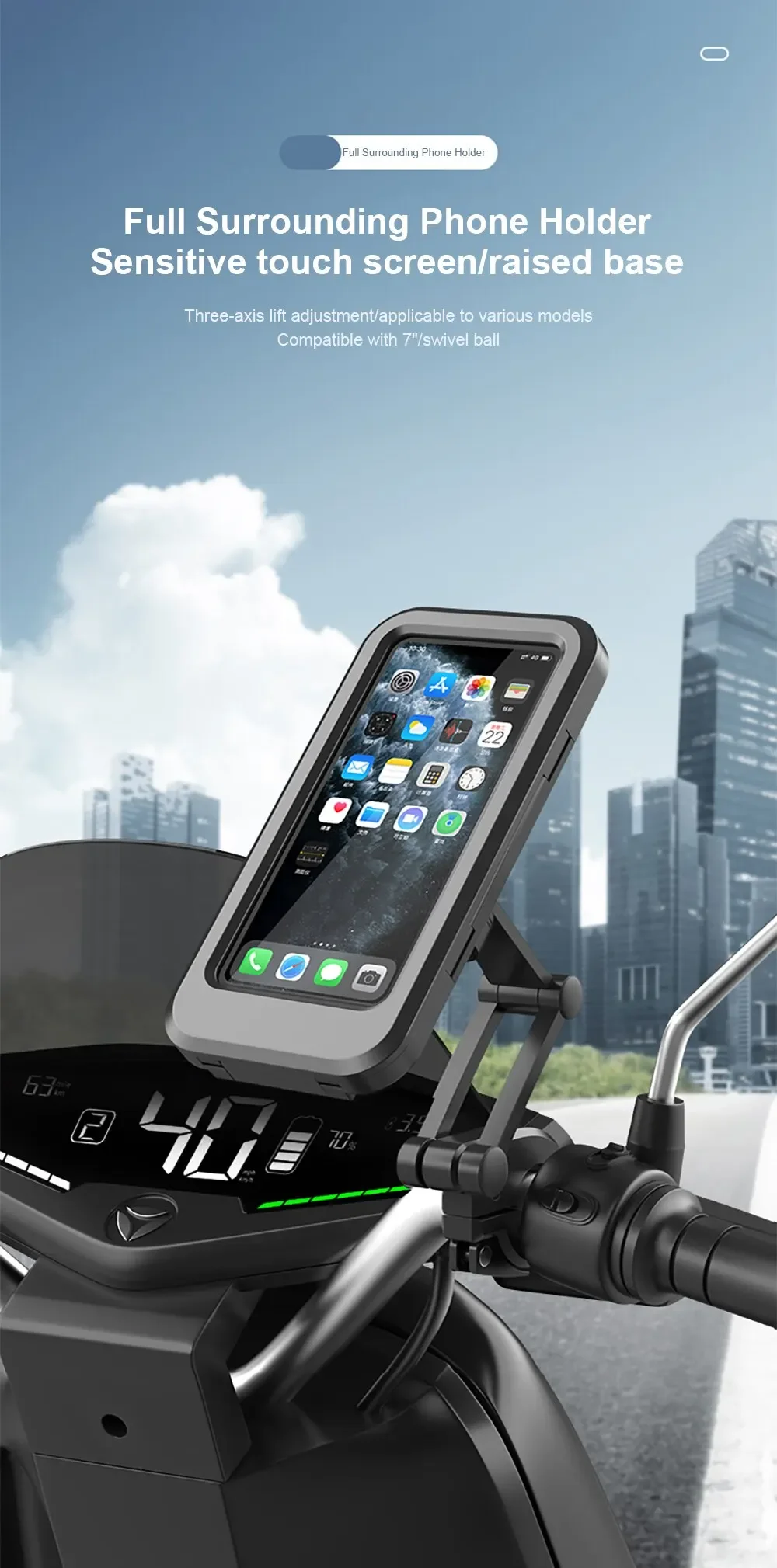 Wasserdicht 360° ° Drehbare Telefonhalterung für Motorrad/Fahrrad – verstellbare universelle GPS-Halterung für Mobiltelefone und Navigations-Apps – Detail 19