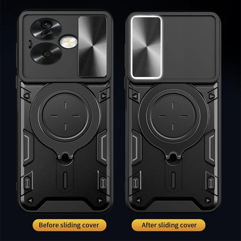 Protective Cover For Realme Note 60 50 Case With Ring Stand Holder Lens Protection Shockproof Fundas Coque Capa
