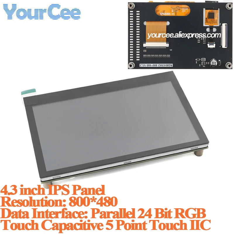 

4.3 inch RGB TFT LCD Screen Display Module STM32 Capacitive Touch IPS Panel 800*480 Resolution Parallel 24-bit RGB interface