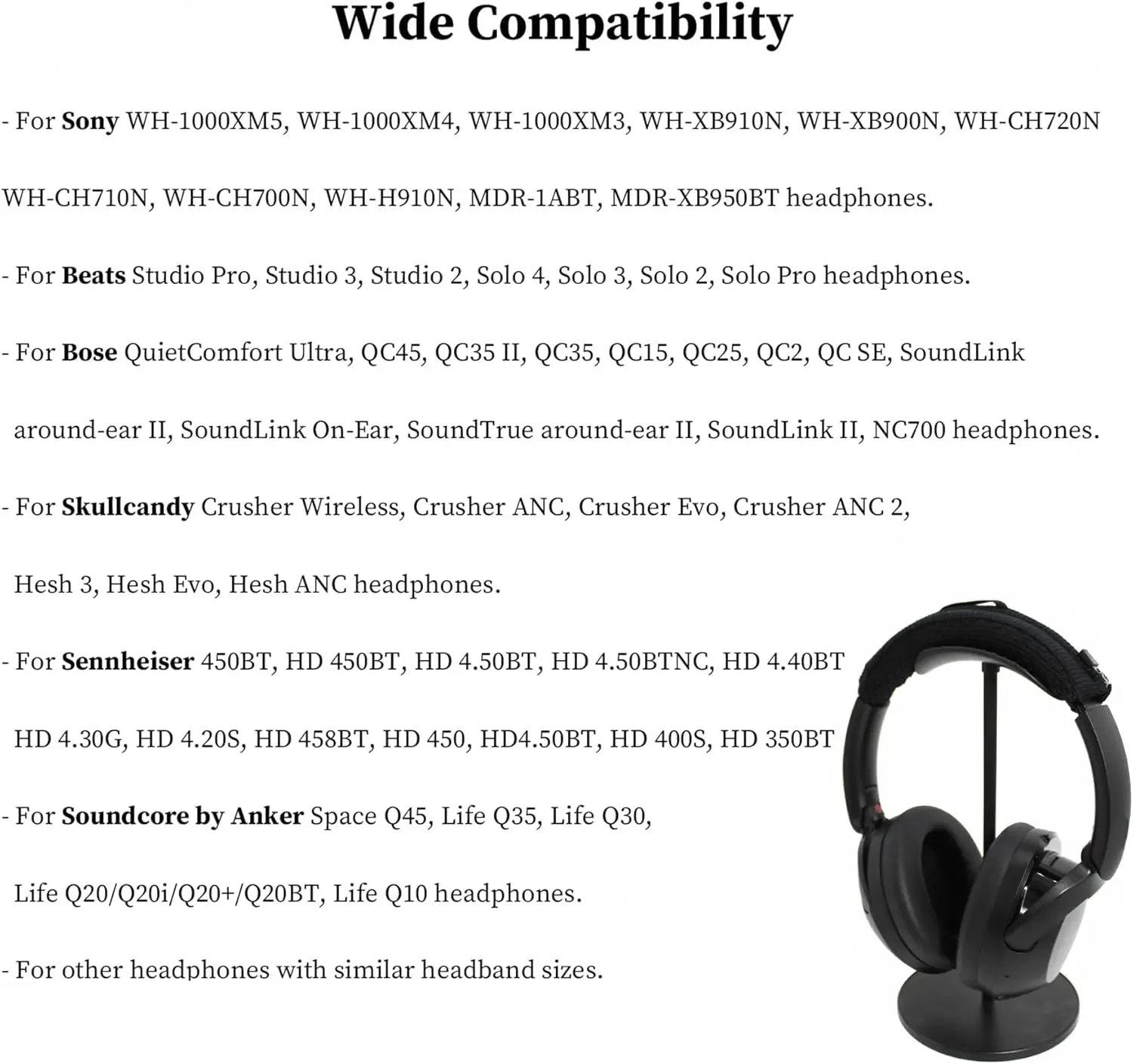 Headband Cover For Sennheiser HD450BT & Sony WH-1000XM5, WH-1000XM4, WH-XB910N, WH-CH710N Headphones, Knitted Headband Protector